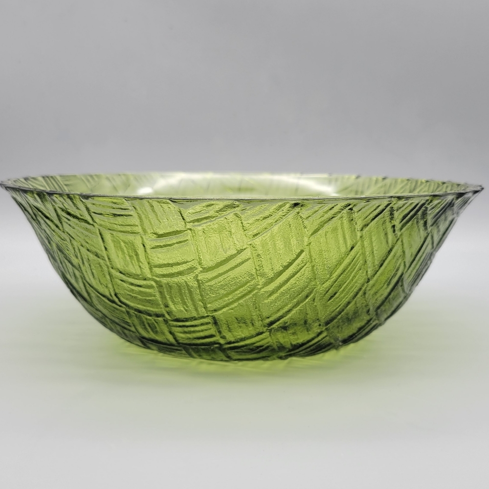 Vintage MCM 1960s Weavetex Avacado Green Glass Mid Century Modern